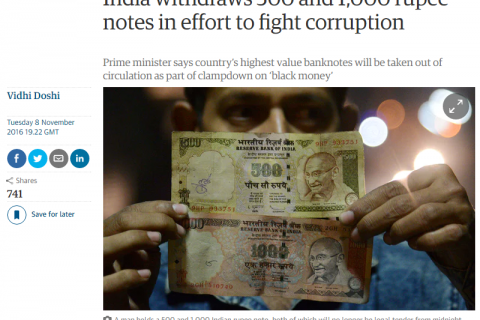 В Индии «в интересах граждан»  запретили крупные банкноты