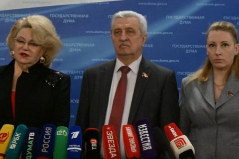 Н.А. Останина и Н.И. Осадчий выступили перед журналистами в Госдуме 